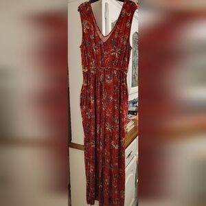 Maurices Burgundy Floral Maxi Romper